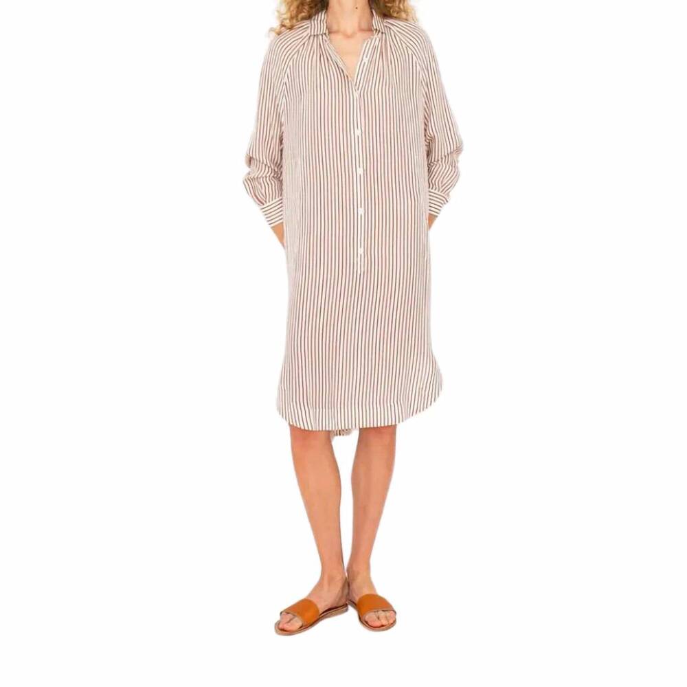 NEW KULE madrid midi shirt dress in cream/bronze